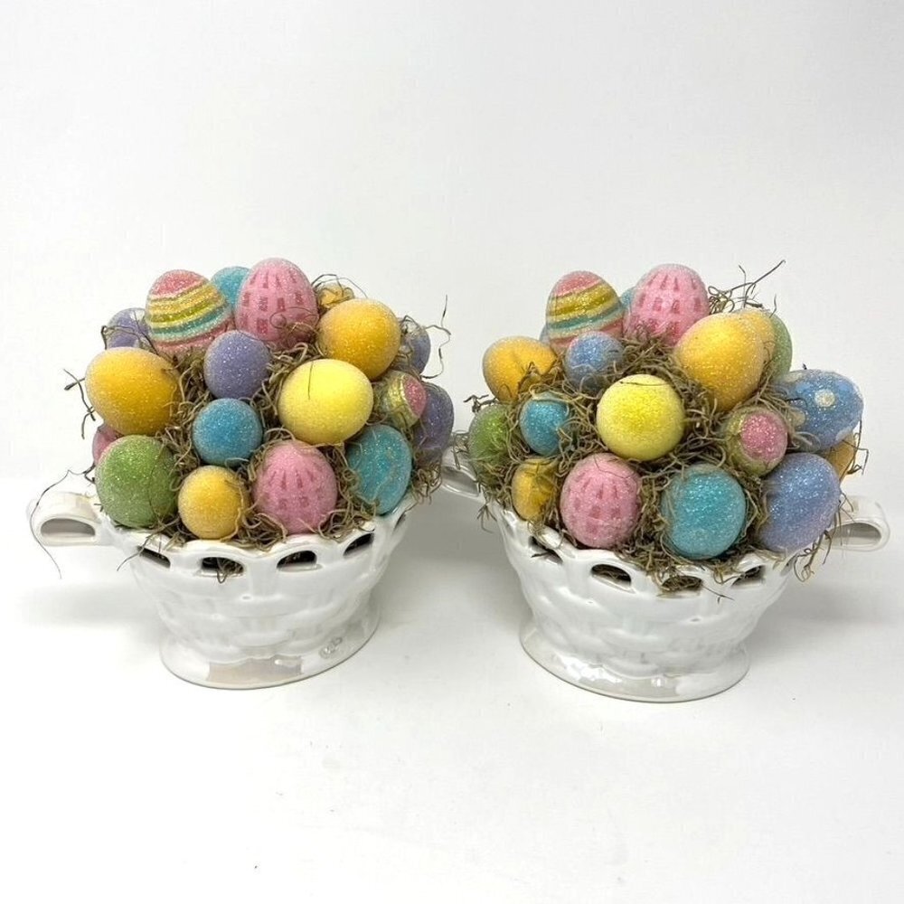 Target Frosted Easter Egg Bouquet Iridescent Planter Vase Basket Decor